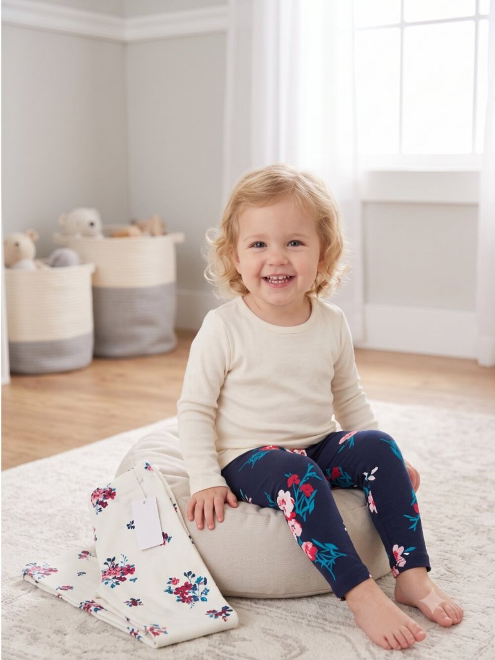 NWT | The Children's Place Toddler Girls Navy & White Floral Leggings 2-Pack | 2
